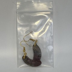 Crazy Lace Agate Boomerang Earrings Gold French Wire lightweight Gemstone Boho
