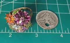 Vtg Sterling Silver Colorful Multi Gemstones Flower Style Ring Lot Sz ~11.75