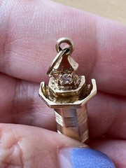 VINTAGE 14K GOLD DIAMOND LIGHTHOUSE CHARM PENDANT SOLID CUSTOM MADE NAUTICAL