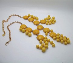 Vintage RJ Graziano beaded bib statement runway necklace Shades of yellow