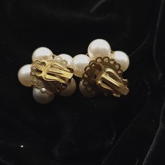 VINTAGE BEADED CLIP ON EARRINGS LOT ONE SIGNED WEST GERMANY
