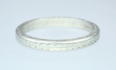 Fab Antique Art Deco Platinum Palladium 2.5mm Floral Wedding Band Ring 1921 6.75