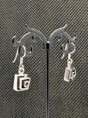 Vtg Sterling Silver Greek Key Maze Spiral Square Shape Hook Dangle 925 Earrings