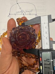 vintage 100% Natural Burmese Amber Necklace With flower carving Pendant