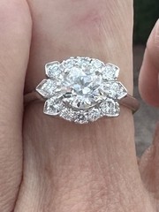 ESTATE MASSIVE 1CT CENTER EUROPEAN CUT NATURAL DIAMOND ENGAGEMENT RING PLATINUM