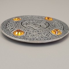 Celtic Horse Brooch Inverurie Orange Pewter Plated Made with Swarovski Crystals