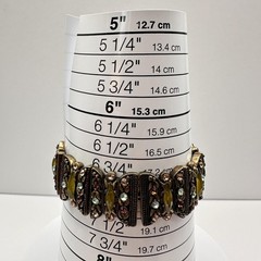 Vintage 90s Bronze Tone Multi Strand Stretch Bracelet Rhinestones Boho Jeweley