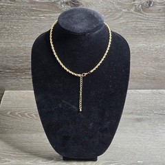 Gold Tone Rope Chain 15in Necklace Vintage Style Twisted Link – Unisex 3mm 15 in