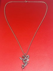 Vintage Silver Tone Chinese Magic Infinity Dragon Men’s Gothic Pendant Necklace