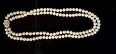 VTG Faux Pearl DoubleStrand Necklace With 18″ Lgth & Ornate Box Clasp 7mm Pearls