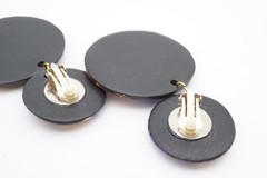 Vintage Clip On Earrings Black Painted Wood 1980s