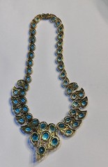 Ltd Ed 123/200~88g 16.5” Vermeil Sterling Blue Topaz/CZ Statement Necklace Sgnd