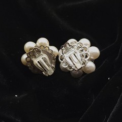 VINTAGE BEADED CLIP ON EARRINGS LOT ONE SIGNED WEST GERMANY