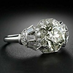 Vintage Art Deco Style Round Cut Lab Created Diamond Engagement 925 Silver Ring