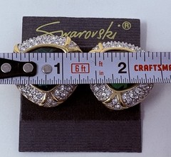 Vintage Swarovski SAL Emerald Green Crystal Pavé Clip Earrings Signed on Card