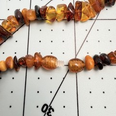 Vintage Baltic Amber Nugget Chip Necklace Honey Cognac Butterscotch 17in