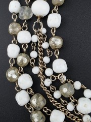 Vintage W Germany Milk Glass Faux Pearl Multi Strand Statement Necklace 90g…