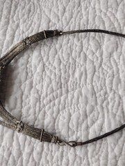 Vintage Antique Tibetan Silver Mesh Orange Beeswax Amber Necklace Jewlery