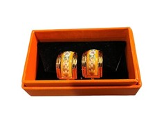 Hermès Cloisonné Luxury Enamel Women’s Yellow Gold-Tone Clip-on Earrings