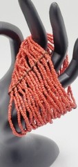 Multi Strand Seed Bead Coral Color Stretchable bracelet 7″ x 2″
