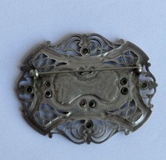 VTG Pierre Bex / Catherine Popesco Style Deco Nouveau Enamel Bar Pin Oval Brooch
