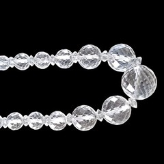 Vtg Art Deco Rock Crystal Quartz Faceted Bead 28″ Necklace Sterling Chain