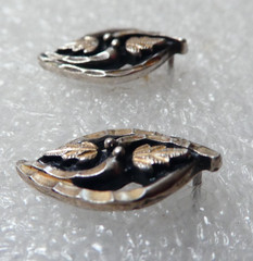 Vintage WM Wheeler Sterling Silver Grape Leaf Stud Earrings
