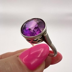 Vintage USSR Sterling Silver 875 Women’s Jewelry Ring Pink Topaz Size 9