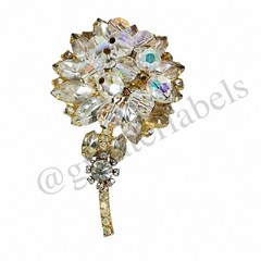 Juliana Delizza & Elste AB Rhinestone Crystal Cha Cha Flower Vintage Brooch