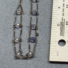 Ladder Beaded Choker Necklace 12 In Silver Clear Purple Iridescent Faceted Retro