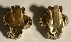 Aurora Borealis AB Clip-On Earrings Gold Tone Vintage