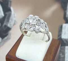.45 ctw Diamonds Platinum Antique Ring Size 5