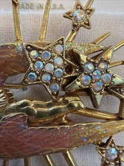 Jw1 Unique Kirks Folly Fairy Flying Angel Star Rhinestone Pin Brooch K175