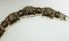 1950s Vintage Tank Bracelet Brown Thermoset Moonglow Lucite Chunky Links MCM