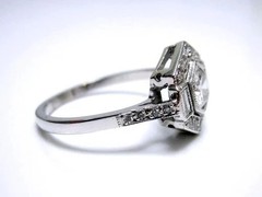 Art Deco Style 2 Ct Round Cut Lab Created Diamond Wedding 14K White Gold FN Ring