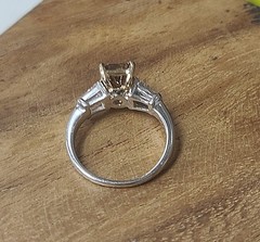 Vintage Platinum Engagement Ring 2.34ct.Natural Champagne Radiant Diamond GIA
