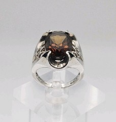 Sterling Silver Vintage 4.00ct Smoky Quartz Ring Size 6.5 Unidentified Mark