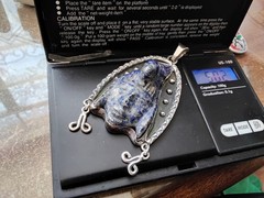 Spectacular Large Heavy Vintage .980 Silver & Handcarved Lapis Mayan Pendant ☆☆☆
