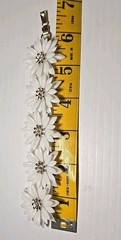 One Vintage Coro Bracelet 5 Link White Daisy Rhinestone Center 6″ (2 Available)