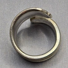 Vintage Avon Silver Plate Spoon Ring Size 8.5 Floral Heart Etched Bypass