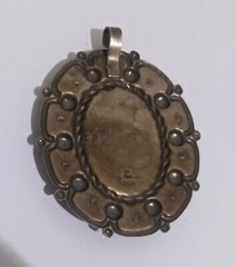 Vintage Bell Trading Post Faux Turquoise Nickel Silver Pendant