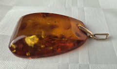 Vintage Natural Baltic Amber Pendant Chunky 14K 583 Gold Bail Made in USSR