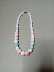 Vintage Pumice Beaded Necklace Multi-Color Candy Pastel Heavy Chunky 1970s