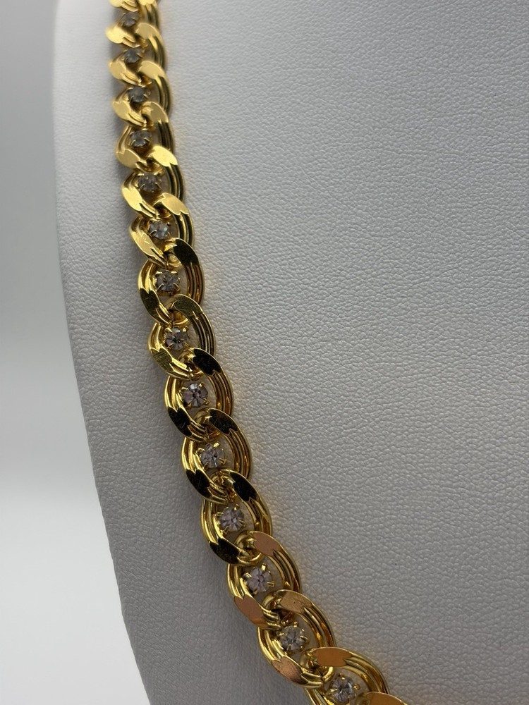 Napier Gold tone rhinestone Chain Link necklace 18 Inch
