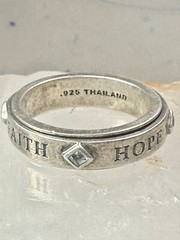 Love Peace Hope Faith ring spinner band Lavaggi size 9 sterling silver women