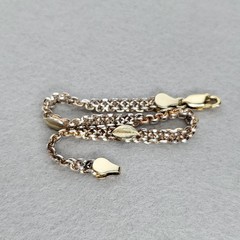 Vintage Vior Sterling Silver Bracelet Link Gold Vermeil Leaves 6 3/4″