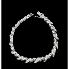 PAJ BB China Bracelet Silver Tone Illusion Diamonds Textured Metal Shiny Smooth