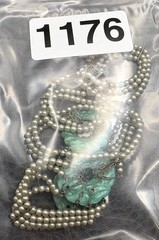 VTG Chinese Export Faux Pearl Peking Glass Donut Necklace Gold Fill Clasp READ