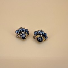 Vintage Earrings Curved Huggie Silver Gold Tone 1990s Runway Etruscan Style