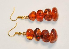 VINTAGE RUSSIAN SOVIET BALTIC SEA AMBER EARRINGS 老琥珀 USSR KALININGRAD STONE ROCK